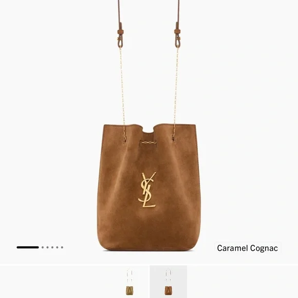 Yves Saint Laurent Brown Suede Bucket Shoulder Bag with Gold Hardware - Picture 9 of 9